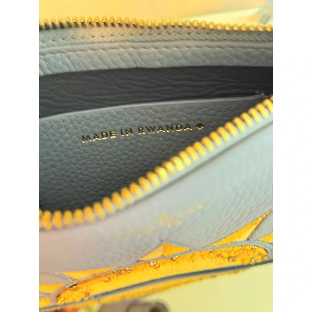 Kate Spade Sun Beaded Leather Wristlet Small Blue Leather Whimsical
